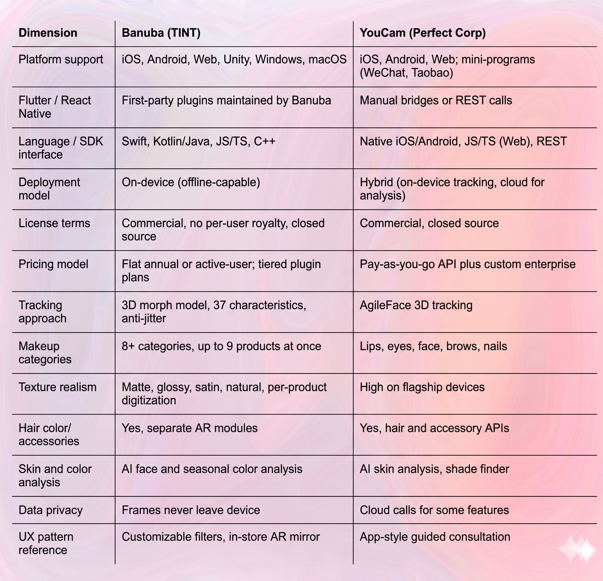 Banuba TINT vs YouCam side by side comparison