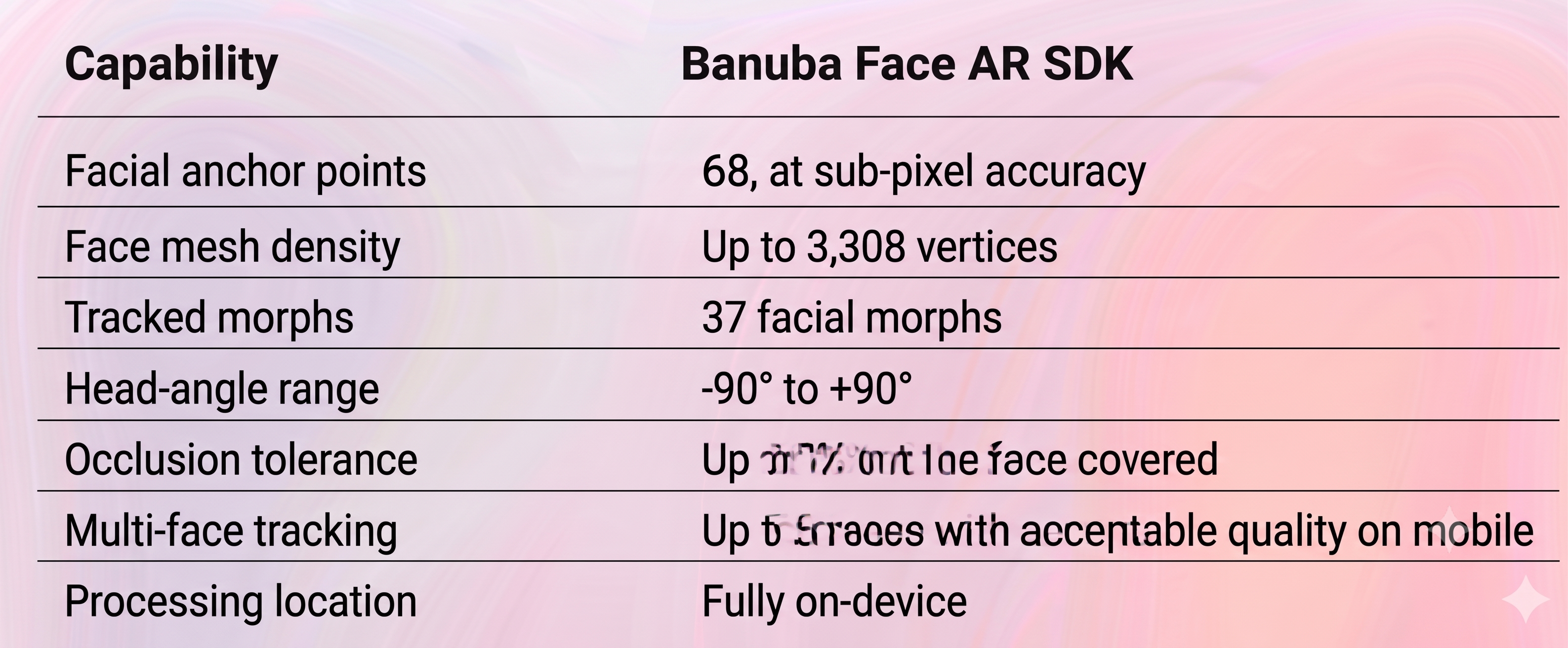 Banuba face detection features