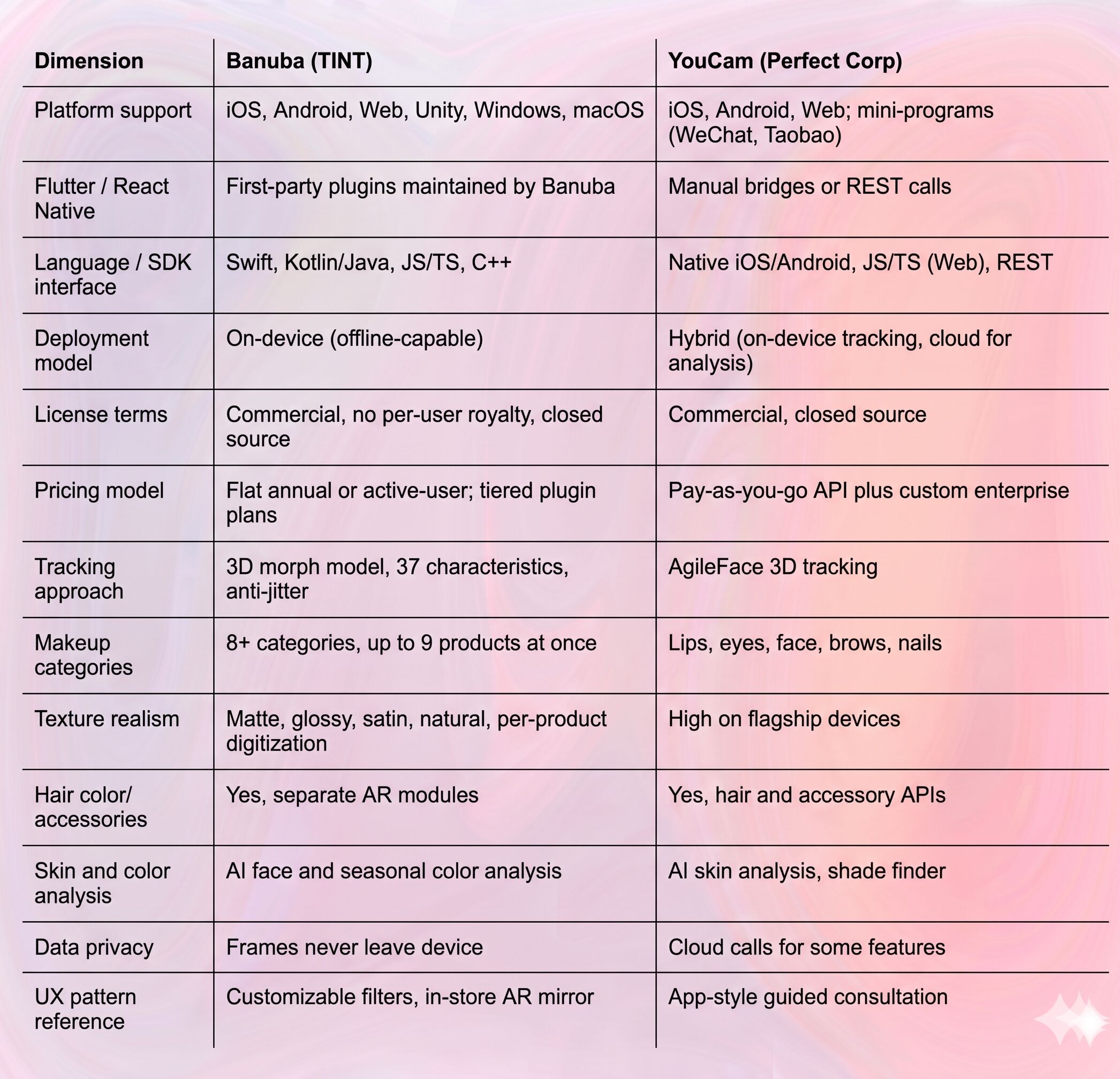 Banuba TINT vs YouCam side by side comparison