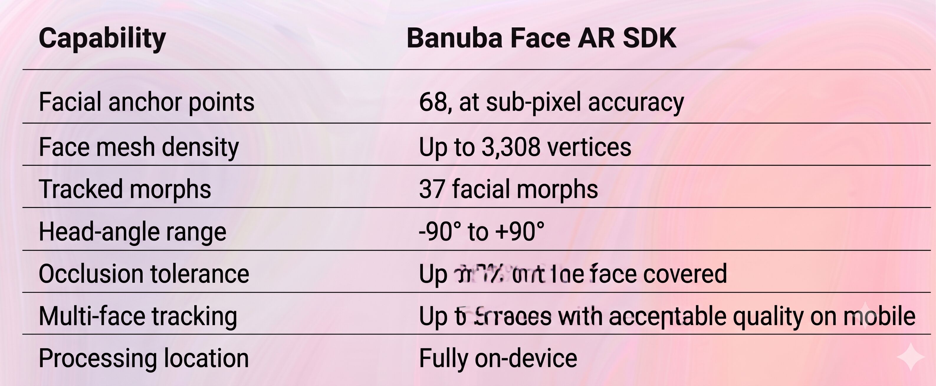 Banuba face detection features