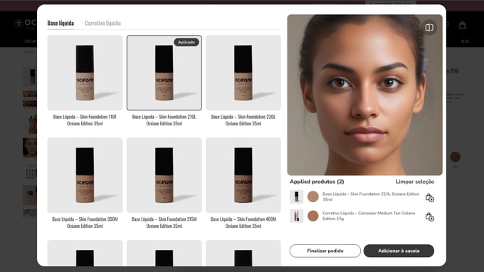 Oceane virtual try-on screen