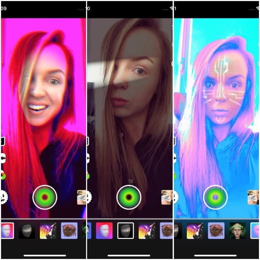 Face filters in AR video editor Sloy